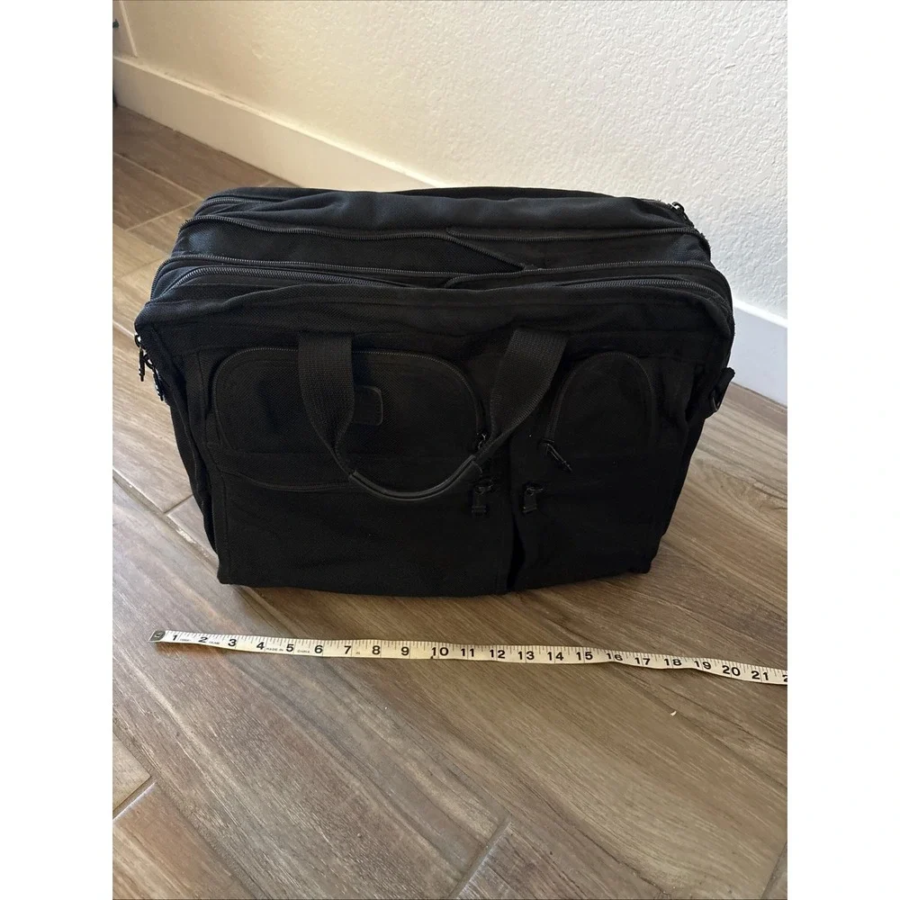 TUMI 2-Way Briefcase Black Nylon Leather Expandable Handbag 26141DH Mens